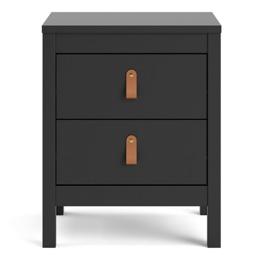 Barcelona 2 Drawer Bedside Cabinet - Matt Black - The Furniture Mega Store 