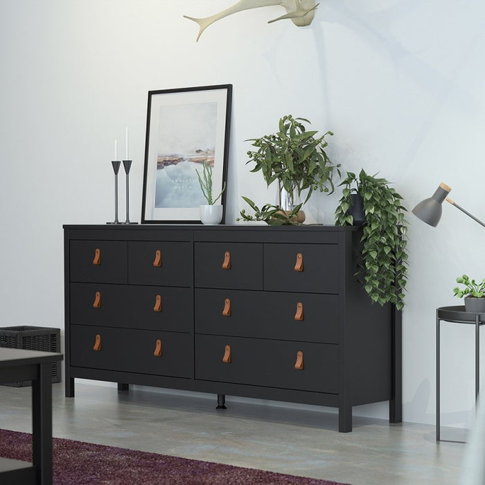 Barcelona Double dresser 4+4 drawers - Matt Black - The Furniture Mega Store 