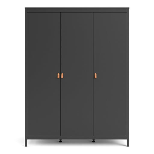 Barcelona 3 Door Wardrobe - Matt Black - The Furniture Mega Store 