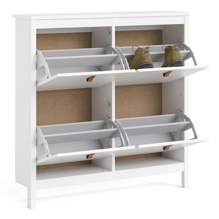 Barcelona Shoe cabinet 4 compartments - White - The Furniture Mega Store 