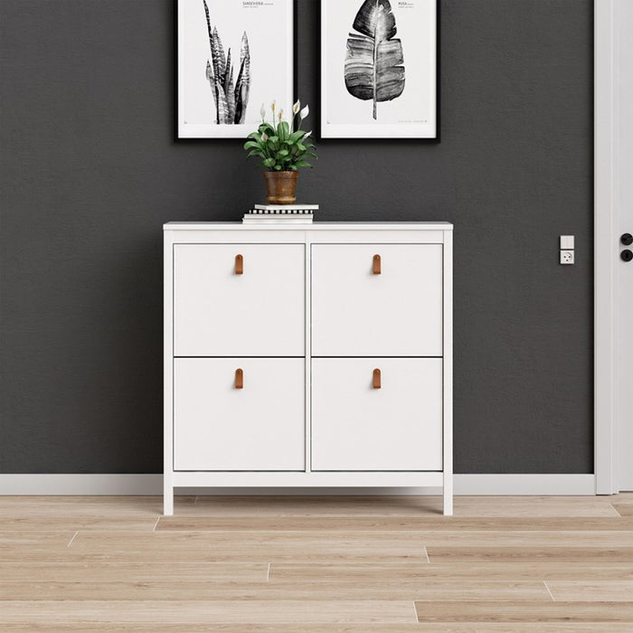 Barcelona Shoe cabinet 4 compartments - White - The Furniture Mega Store 