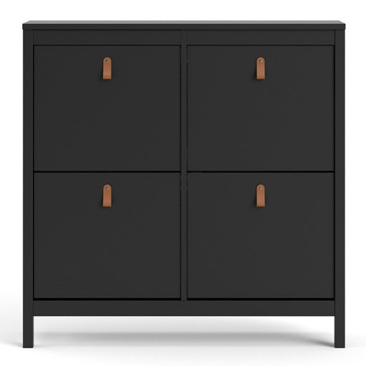 Barcelona Shoe cabinet 4 compartments - Matt Black - The Furniture Mega Store 