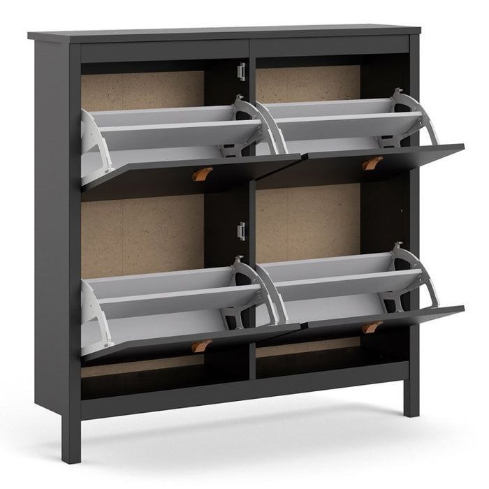 Barcelona Shoe cabinet 4 compartments - Matt Black - The Furniture Mega Store 