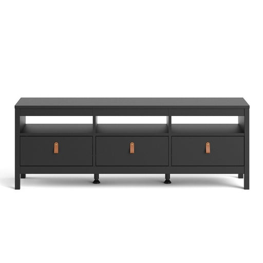 Barcelona 3 Drawer TV Unit - Matt Black - 151cm - The Furniture Mega Store 