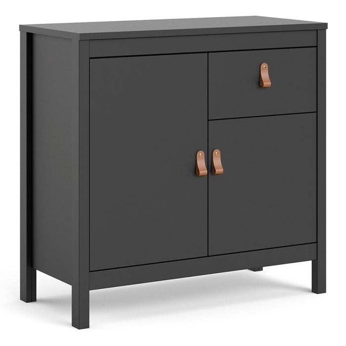 Barcelona 2 Door 1 Drawer Compact Sideboard - Matt Black - The Furniture Mega Store 