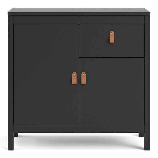 Barcelona 2 Door 1 Drawer Compact Sideboard - Matt Black - The Furniture Mega Store 