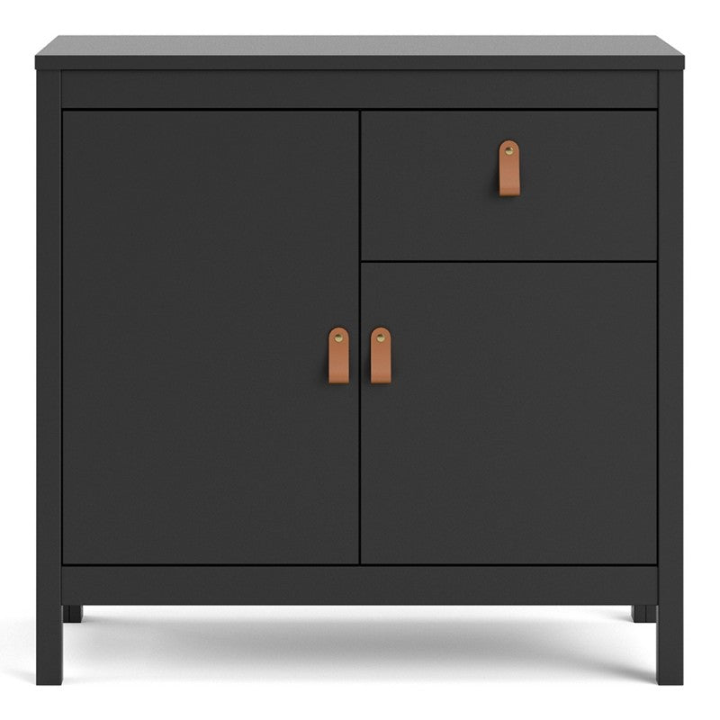 Barcelona 2 Door 1 Drawer Compact Sideboard - Matt Black - The Furniture Mega Store 