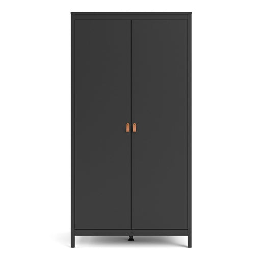Barcelona 2 Door Wardrobe - Matt Black - The Furniture Mega Store 