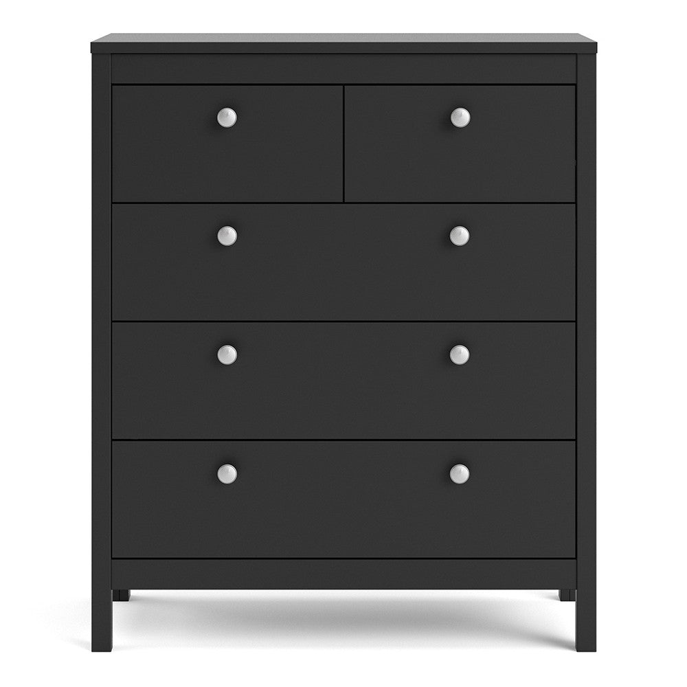 Madrid 3+2 Chest Of Drawers - Matt Black - The Furniture Mega Store 