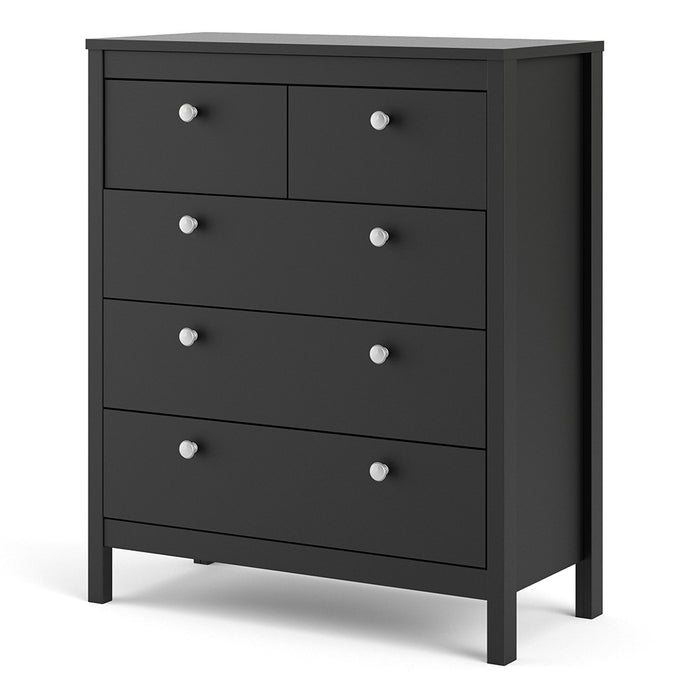 Madrid 3+2 Chest Of Drawers - Matt Black - The Furniture Mega Store 