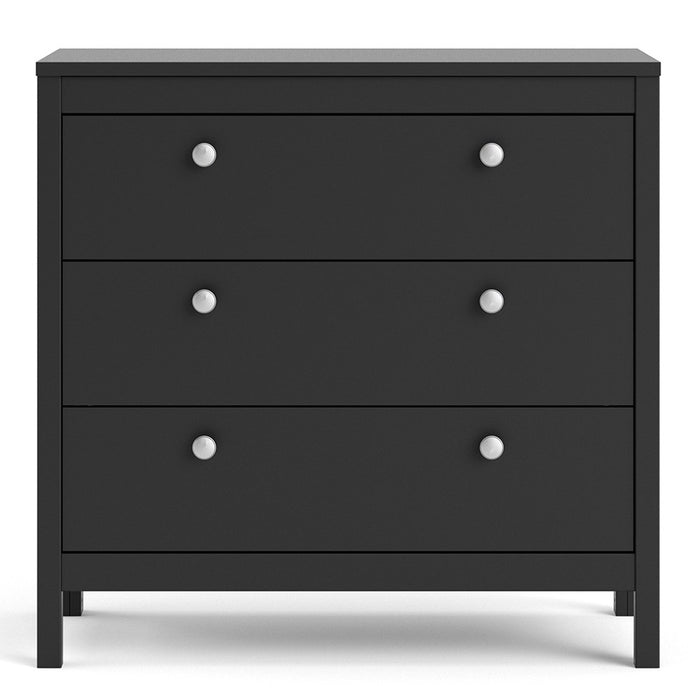 Madrid 3 Drawer Chest - Matt Black - The Furniture Mega Store 