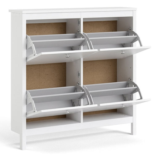 Madrid Shoe cabinet 4 compartments - White - The Furniture Mega Store 