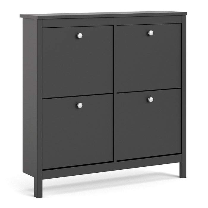 Madrid Shoe cabinet 4 compartments - Matt Black - The Furniture Mega Store 