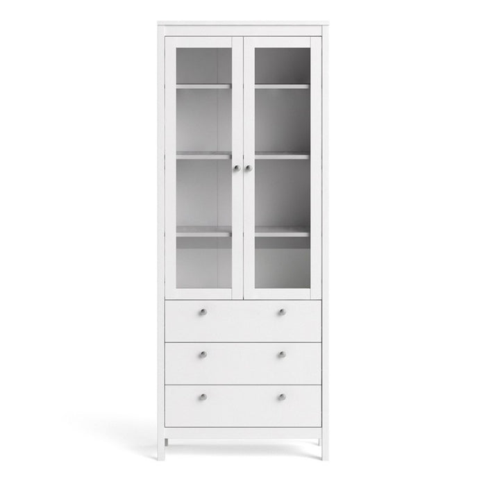 Madrid Glazed 2 Door Display Cabinet - Matt White - The Furniture Mega Store 