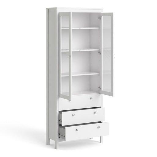 Madrid Glazed 2 Door Display Cabinet - Matt White - The Furniture Mega Store 