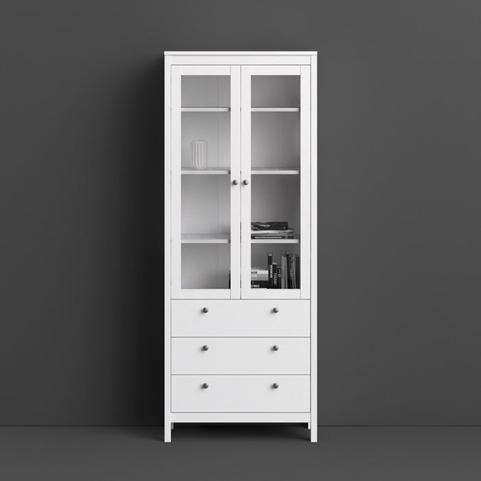 Madrid Glazed 2 Door Display Cabinet - Matt White - The Furniture Mega Store 