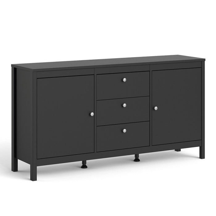 Madrid 2 Door 3 Drawer Large Sideboard - Matt Black - The Furniture Mega Store 