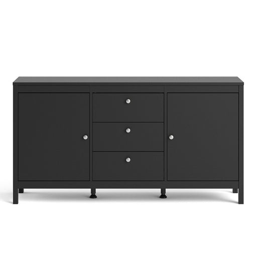 Madrid 2 Door 3 Drawer Large Sideboard - Matt Black - The Furniture Mega Store 