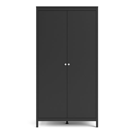 Madrid 2 Door Wardrobe - Matt Black - The Furniture Mega Store 