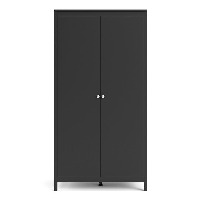 Madrid 2 Door Wardrobe - Matt Black - The Furniture Mega Store 