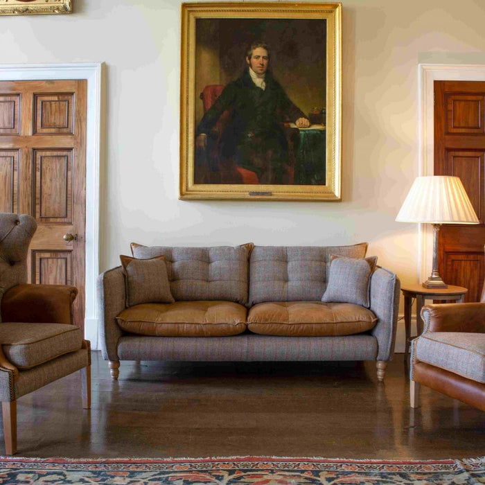 Regent Harris Tweed & Vintage Leather Sofa Collection - The Furniture Mega Store 