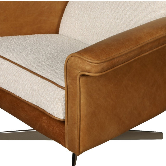 Bowie Vintage Leather & Fabric Swivel Chair - Various Options - The Furniture Mega Store 