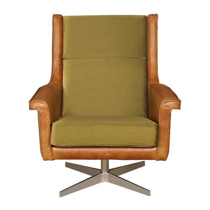 Bowie Vintage Leather & Fabric Swivel Chair - Various Options - The Furniture Mega Store 