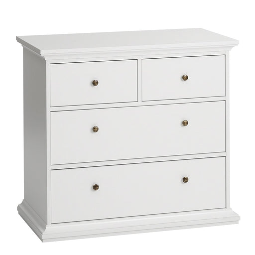 Parisian Chest of 4 Drawers in White - The Furniture Mega Store 