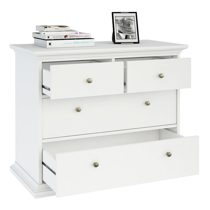 Parisian Chest of 4 Drawers in White - The Furniture Mega Store 