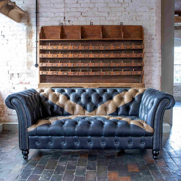 Saltire Vintage Leather Buttoned Chesterfield Sofa - The Furniture Mega Store 