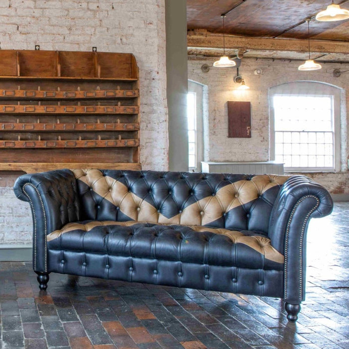 Saltire Vintage Leather Buttoned Chesterfield Sofa - The Furniture Mega Store 