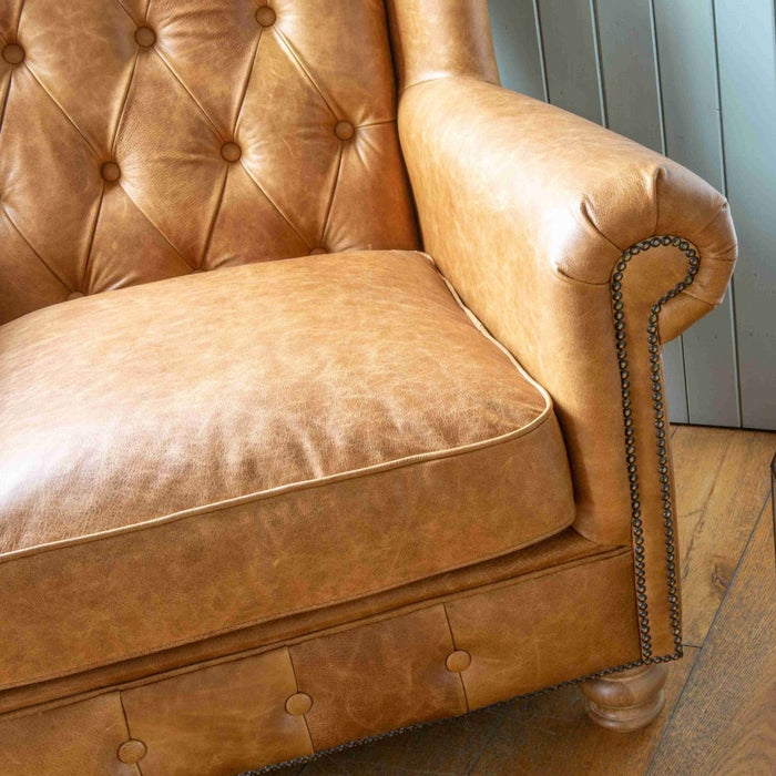 Clarence Tan Vintage Leather Club Chair - The Furniture Mega Store 