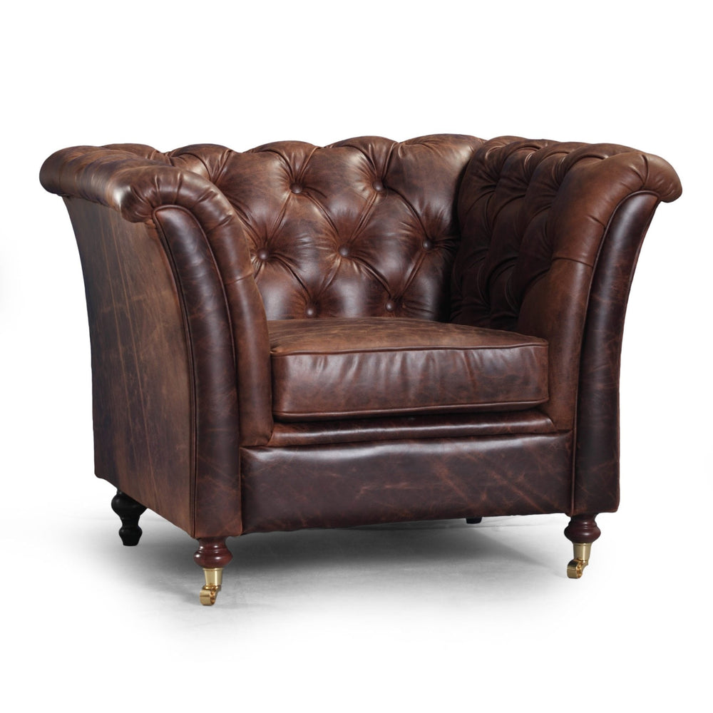 Louis Aniline Leather Chesterfield Chair - Choice Of Leathers & Feet - The Furniture Mega Store 