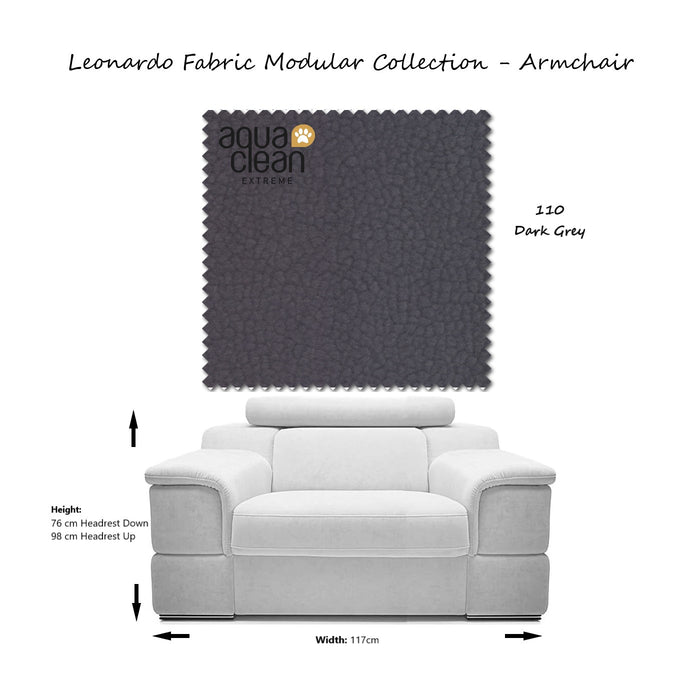 Leonardo Armchair - Choice Of Aqua Clean Fabric or 100% Genuine Leather Upholstery - The Furniture Mega Store 