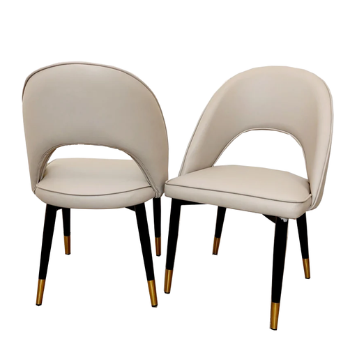 Astra Cream Leather Dining Chairs - Set Of 2 - The Furniture Mega Store 