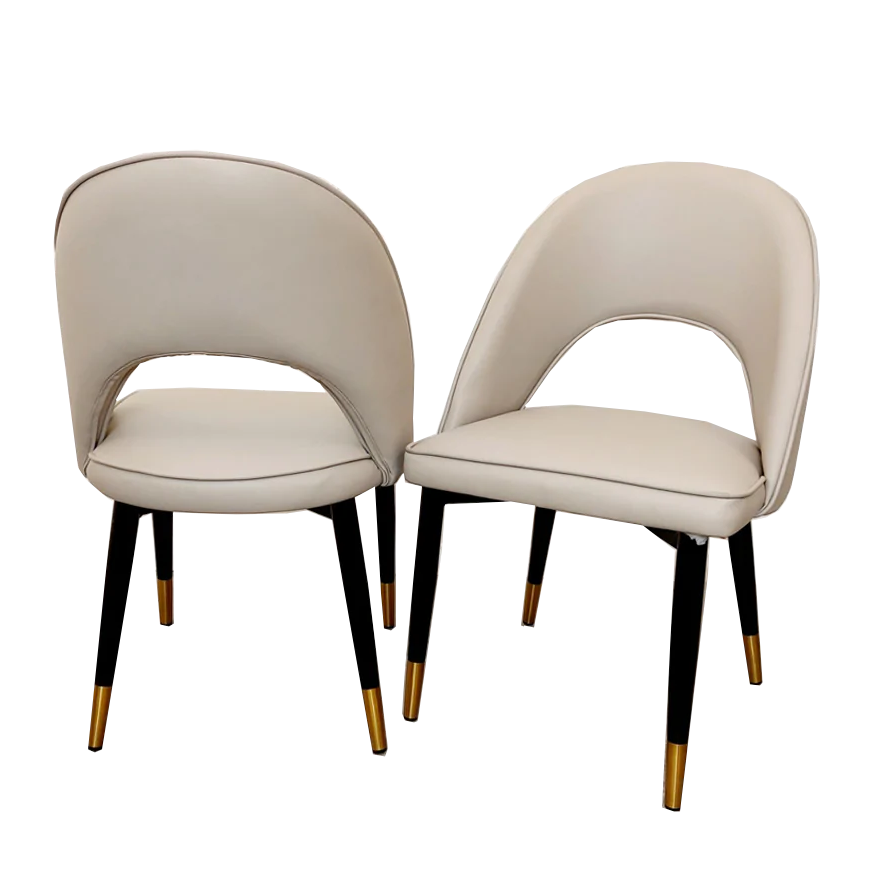 Cream dining chair online with black legs