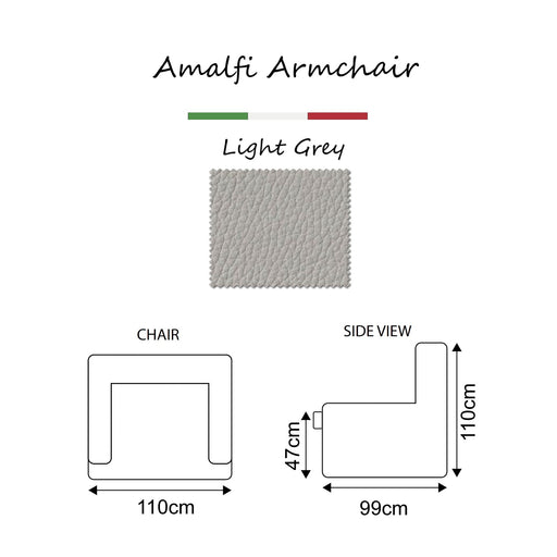 Amalfi Full Grain Italian Leather Armchair - Choice Of Colours - The Furniture Mega Store 