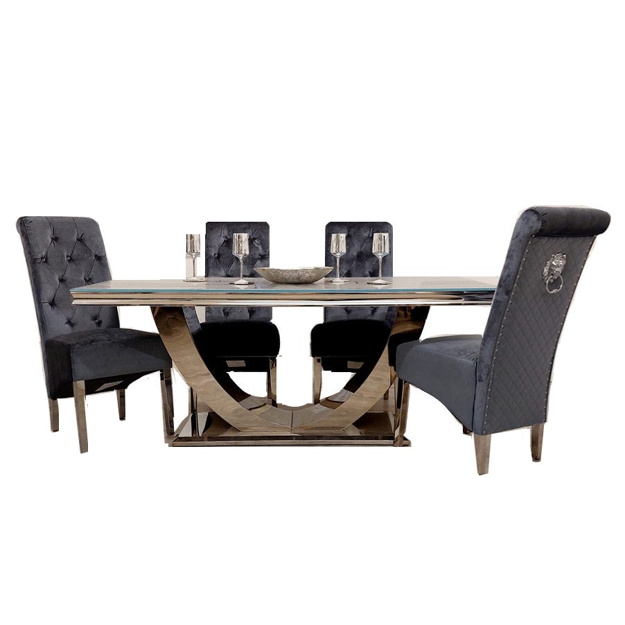 Mirrored dining table set best sale
