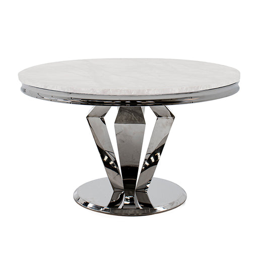 Arturo Round Cream Marble Top Dining Table - The Furniture Mega Store