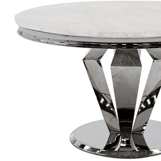 Arturo Round Cream Marble Top Dining Table - The Furniture Mega Store