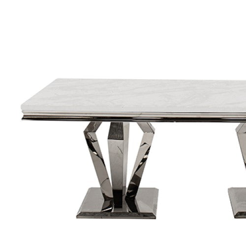 Arturo Cream Marble Top Dining Table - Choice Of Sizes - The Furniture Mega Store 