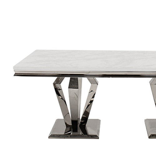 Arturo Cream Marble Top Dining Table - Choice Of Sizes - The Furniture Mega Store