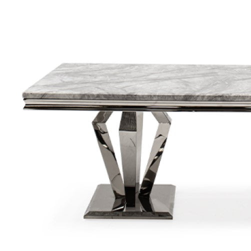 Arturo Grey Marble Top Dining Table - Choice Of Sizes - The Furniture Mega Store