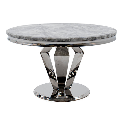 Arturo Round Grey Marble Top Dining Table - The Furniture Mega Store 