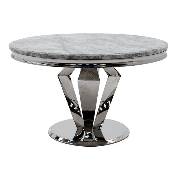 Arturo Round Grey Marble Top Dining Table - The Furniture Mega Store 