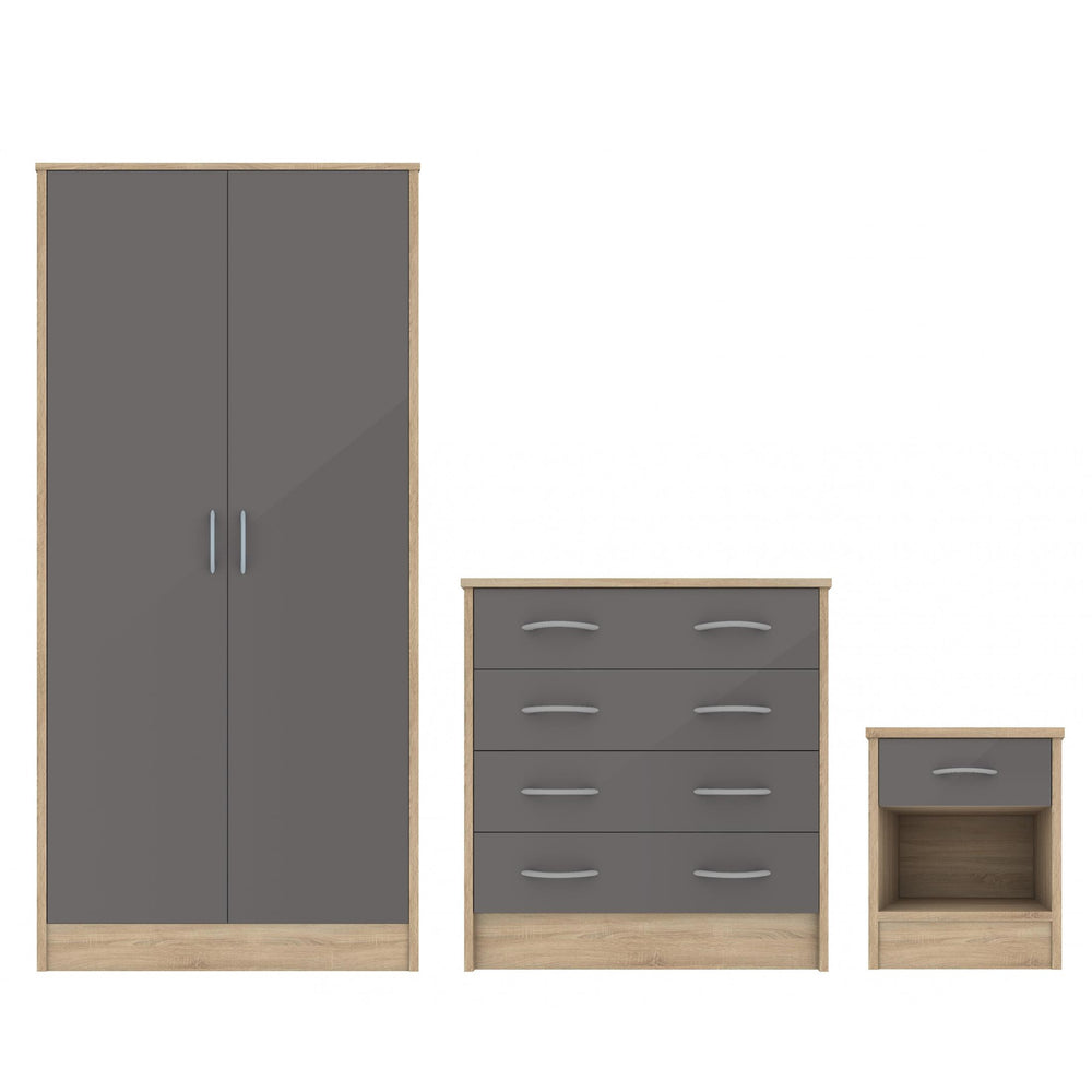 Grey oak wardrobe set deals