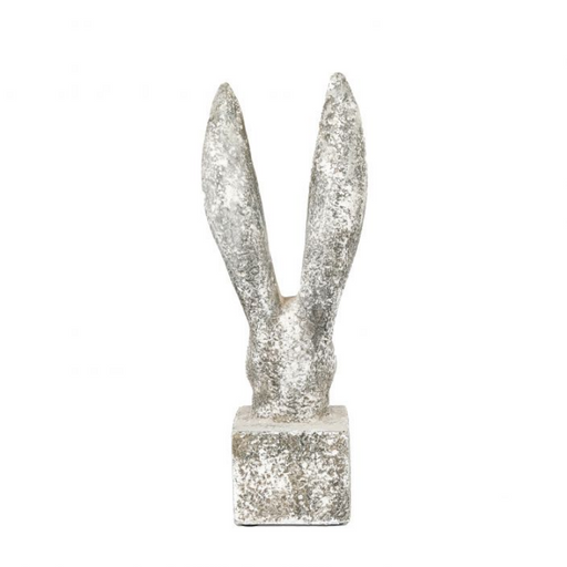 Distressed White & Grey Cement Hare Head Ornament - The Furniture Mega Store 