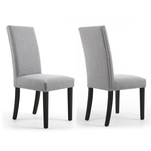 Linen Effect Silver Grey Dining Chairs With Black Legs {Set Of 2} - The Furniture Mega Store 