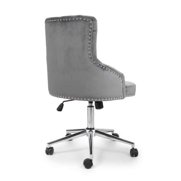 Henley Grey Brushed Velvet Office Chair - The Furniture Mega Store 
