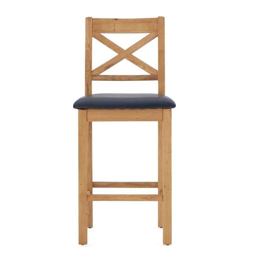 Sailsbury Solid Oak Cross Back Bar Stool - The Furniture Mega Store 